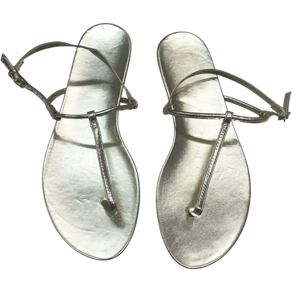 Nicole Miller New York Thini Womens 9.5 Metallic Champagne Gold T-Strap Sandals